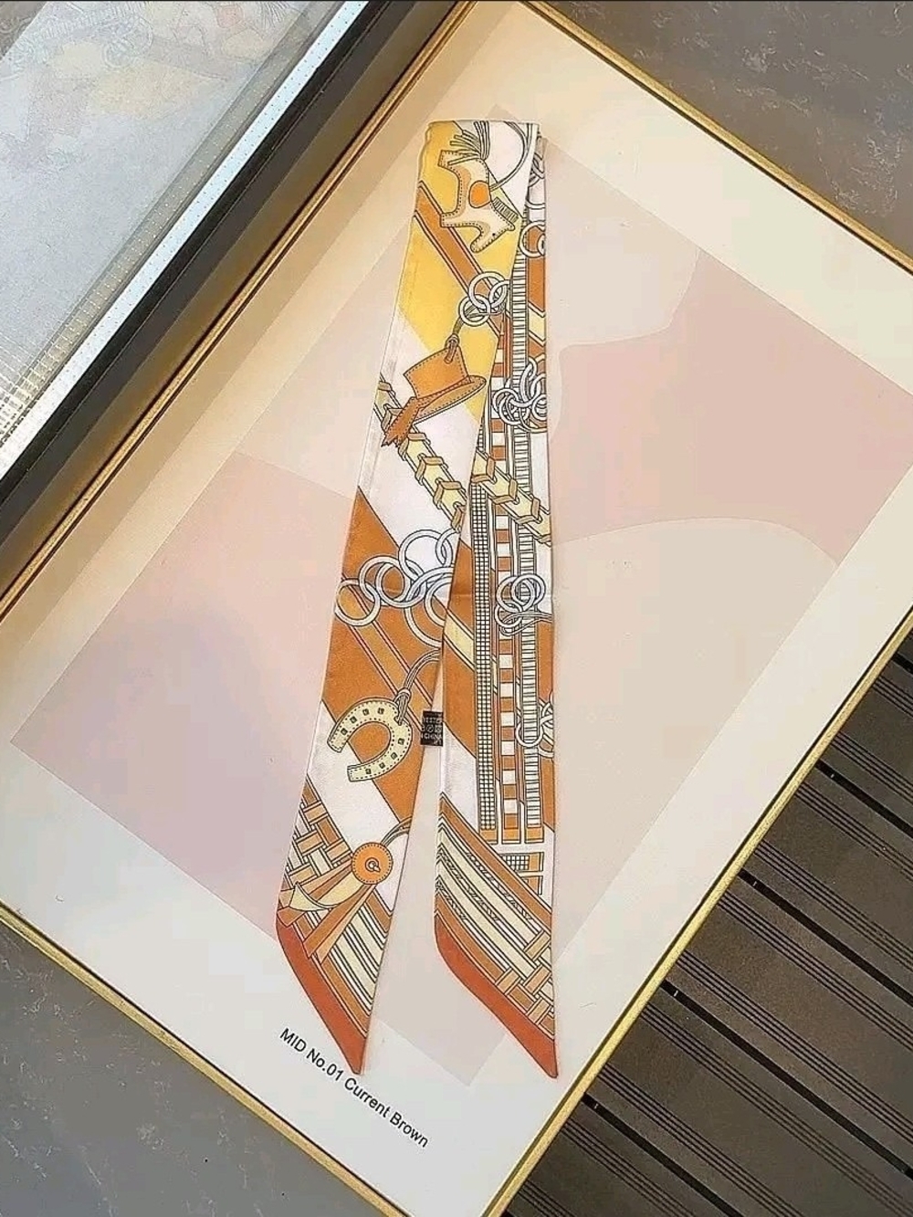 Silky Scarf Ribbon in Orange and White - Designer-Style